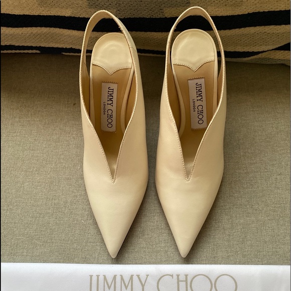Jimmy Choo Saise 85 heels pump latte nappa leather 35.5/5.5 NWT - Picture 2 of 16